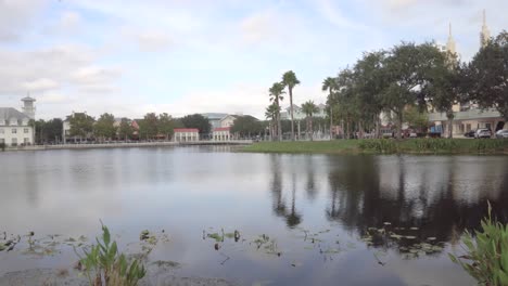 beautiful sunny morning in the downtown area of celebration, florida on october 24, 2019