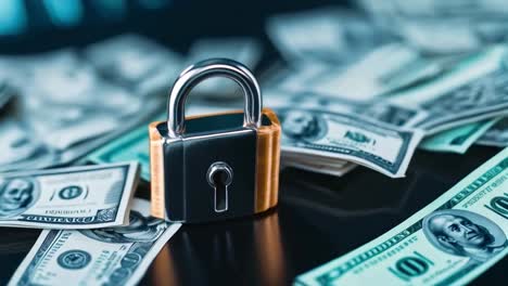 padlock on top of dollar bills