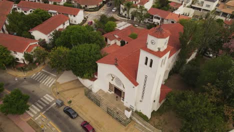 aerial shot of san juan church at park in buenos aires city, argentina