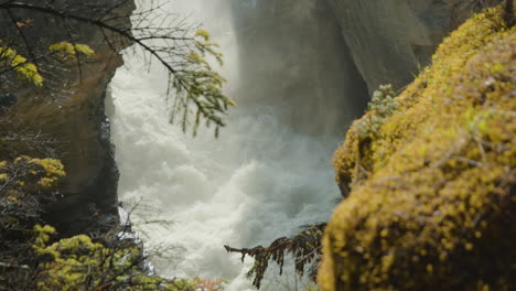 Wild-River-Dropping-Down-From-Athabasca-Falls,-Beautiful-Nature-SLOMO