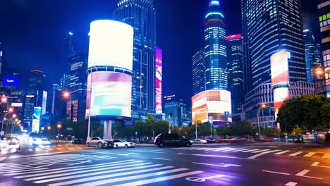 night view of a busy city street