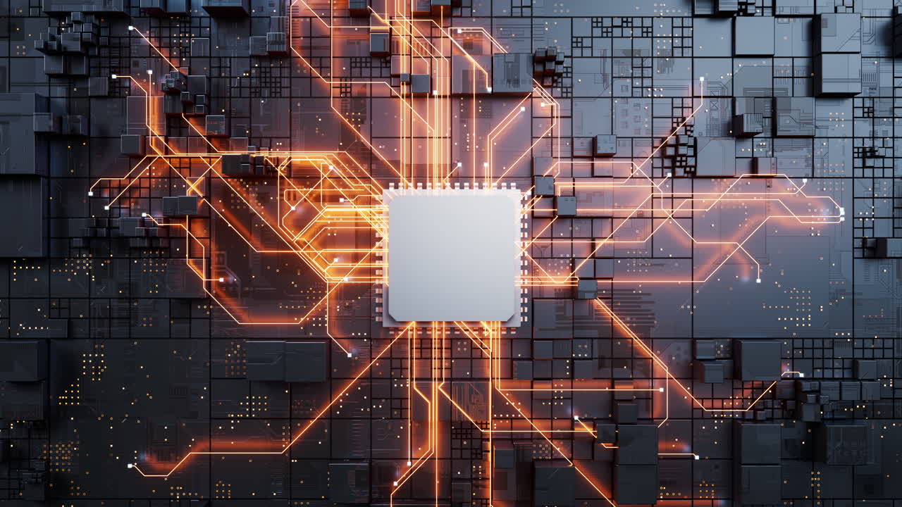 기술 회로 보드 및 코어, 3d 렌더링