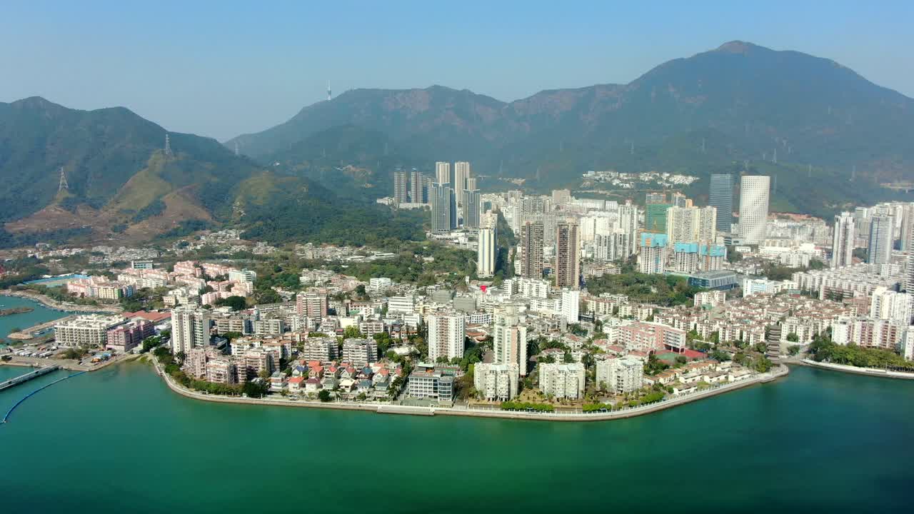 vista aérea sobre el horizonte de shenzhen en un hermoso día claro