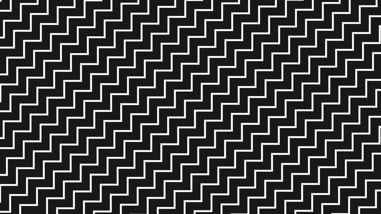 línea ondulada abstracta fondo simple. patrón de movimiento de línea negra y blanca. animación de bucle de textura en zigzag