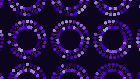 Lila-Kreise,-Die-Ein-Symmetrisches-Muster-Auf-Schwarzem-Hintergrund-Bilden