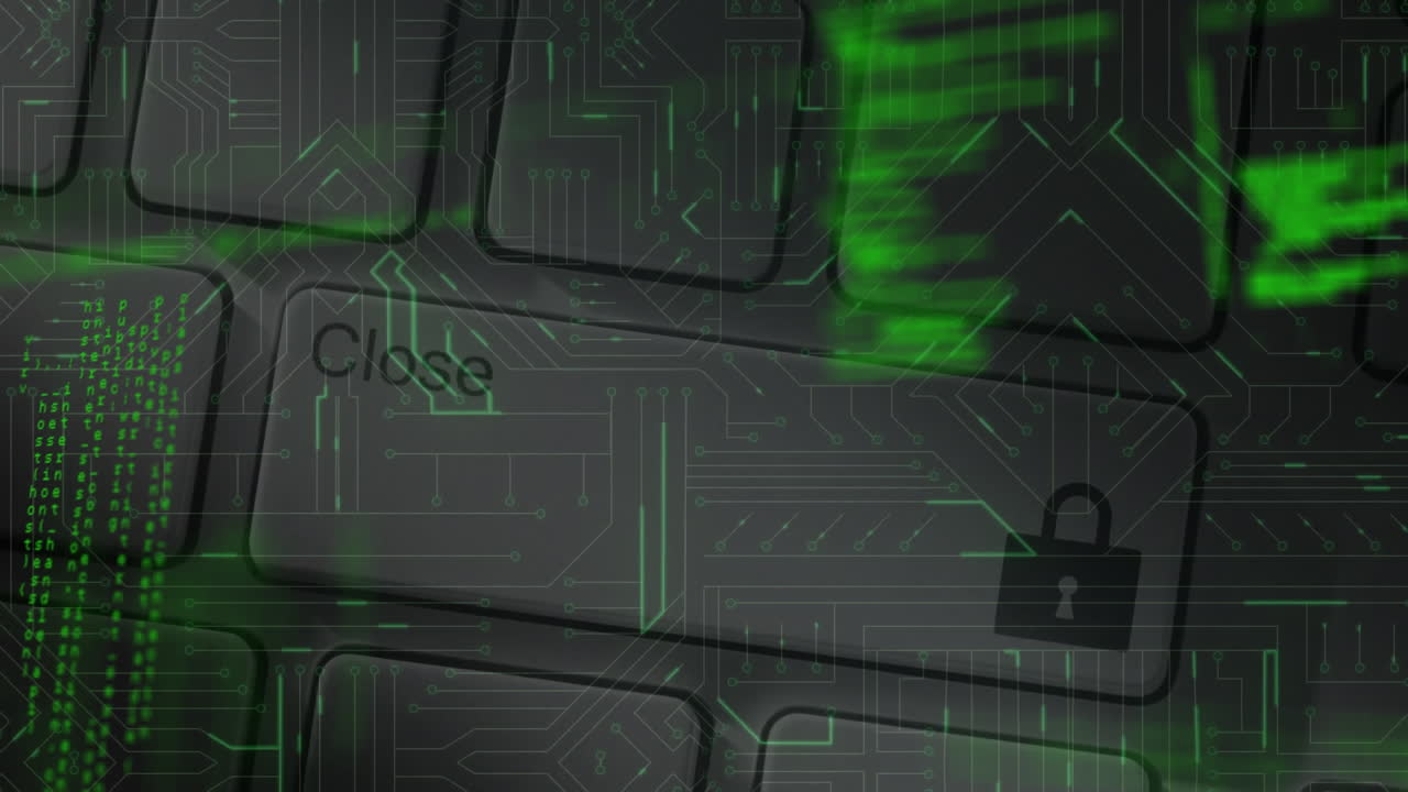 animación de llave cerrada con candado de seguridad y procesamiento de datos en segundo plano