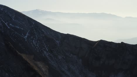 mountain scenery with foggy valley