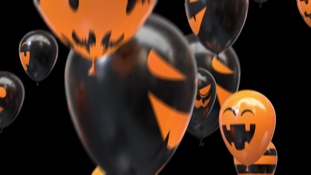 bolas de halloween voladoras en bucle con el canal alfa