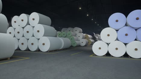 Industrial Warehouse with Paper and Fabric Rolls
