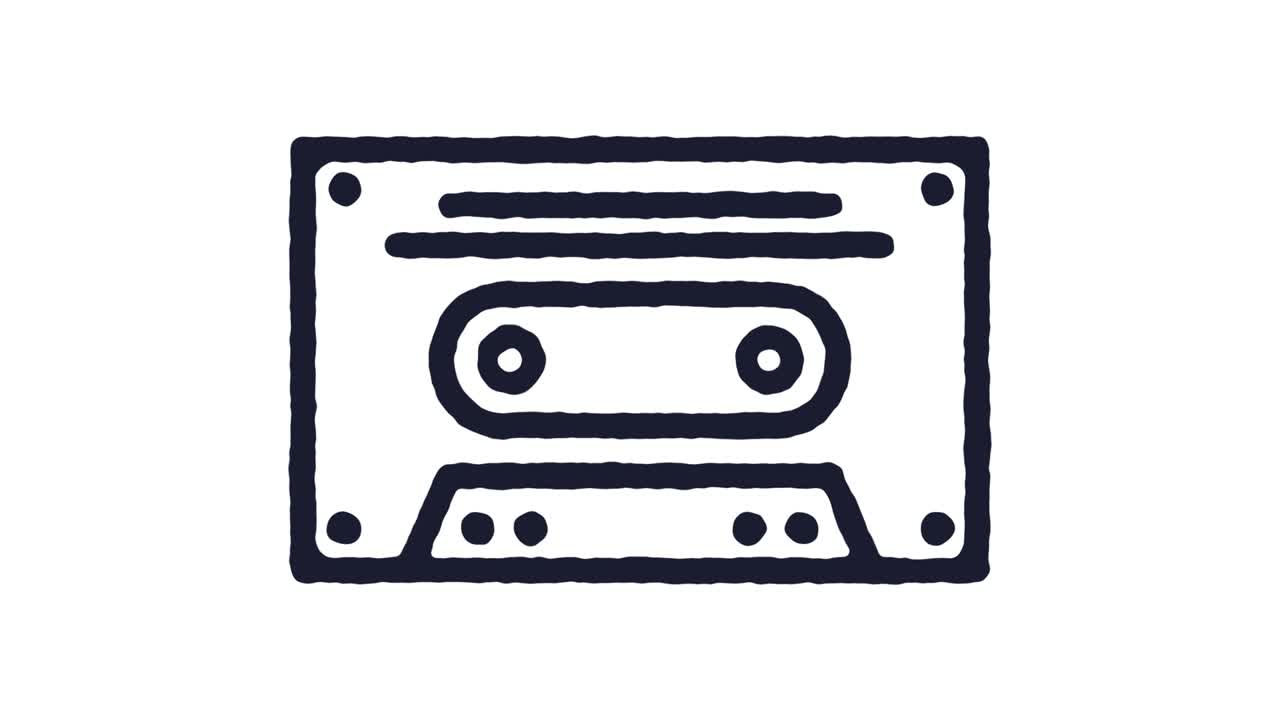 Cassette Icon Animation Footage & Alpha Channel