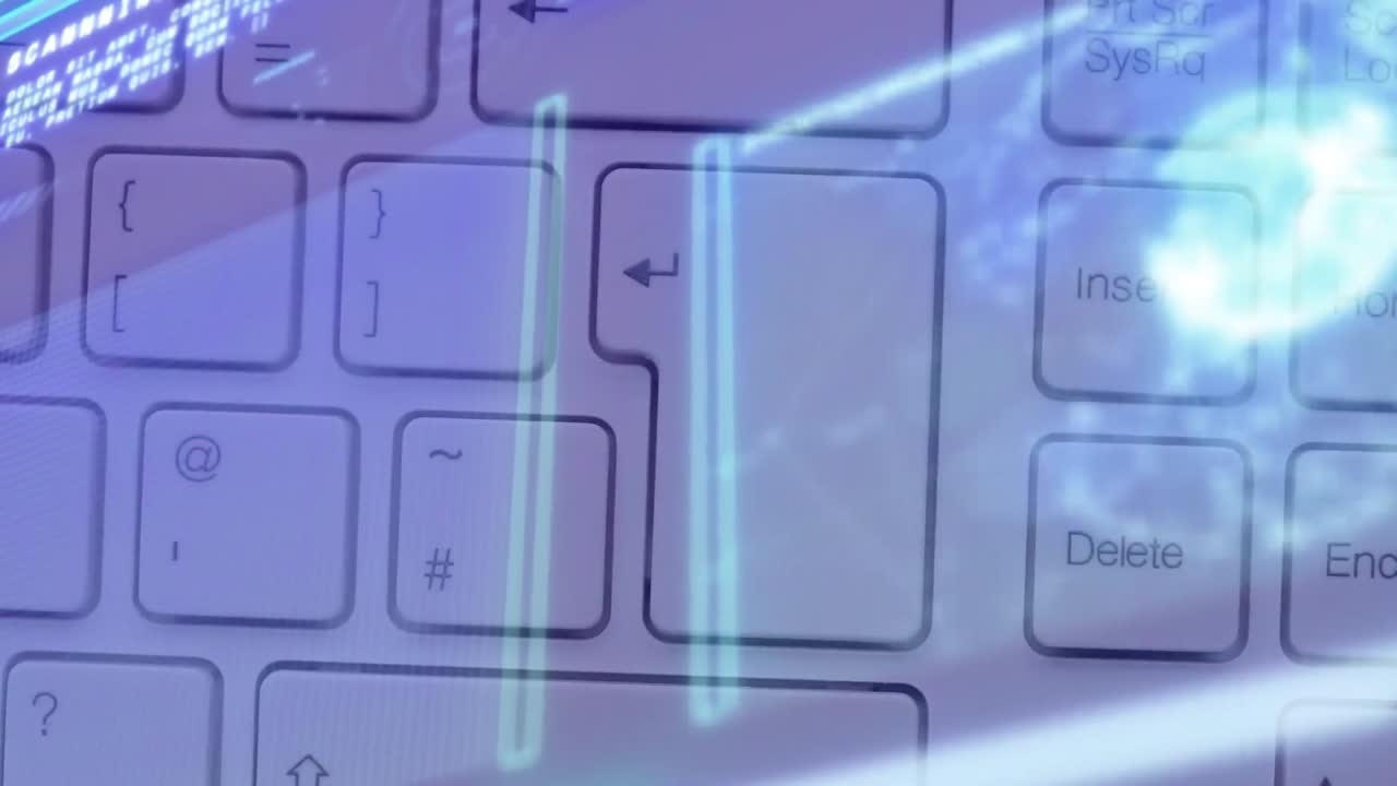 컴퓨터 키보드를 통해 데이터 처리의 애니메이션