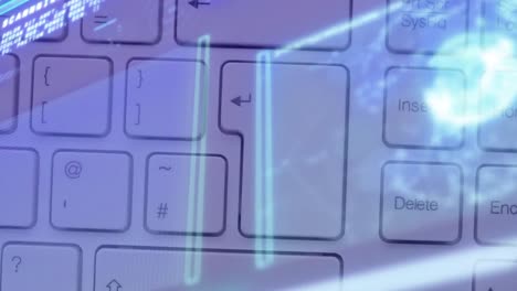 animación del procesamiento de datos a través del teclado de la computadora