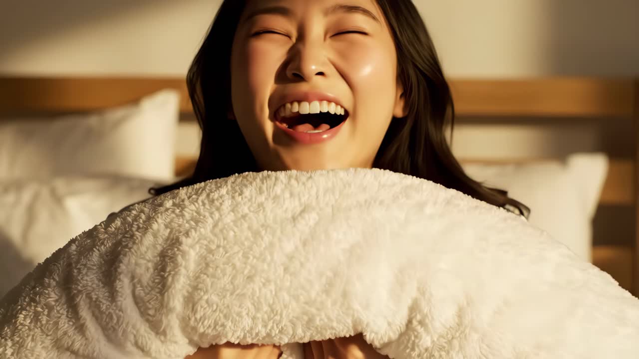 Woman in bed with blanket