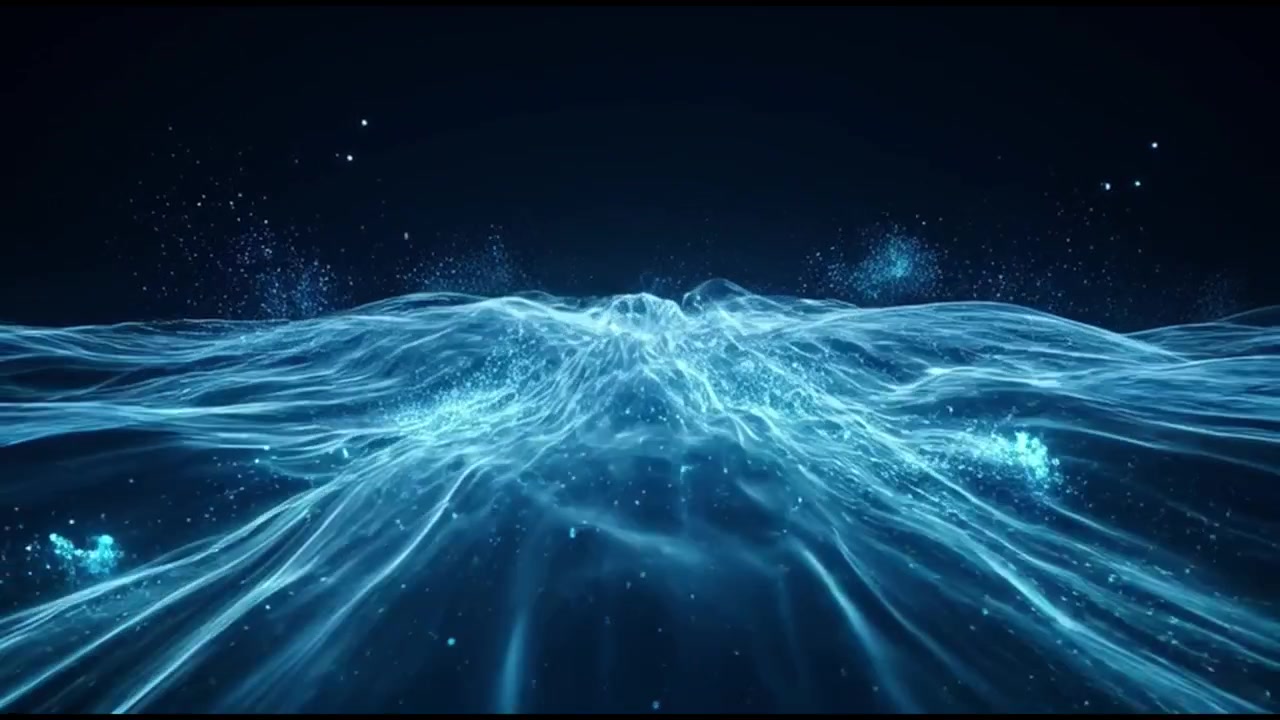 Abstract Blue Energy Waves Flowing in Dark Space