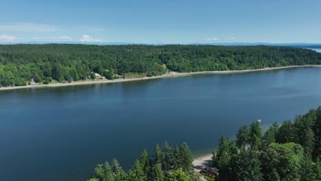 Aerial-view-of-Herron-Island-just-across-from-Lakebay,-Washington