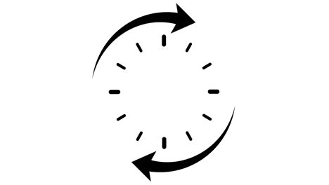 round clock working hours 24 7, arrow turning around white background