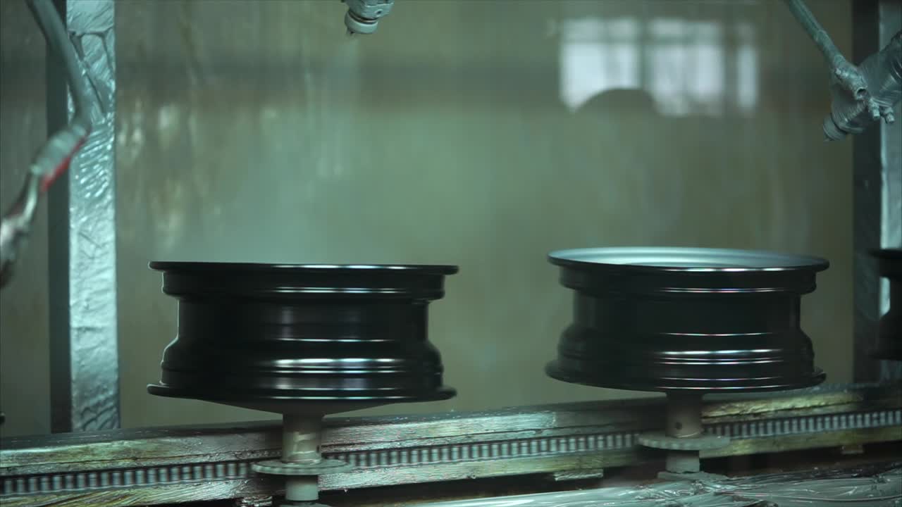 Car Wheel Painting Process in a Factory