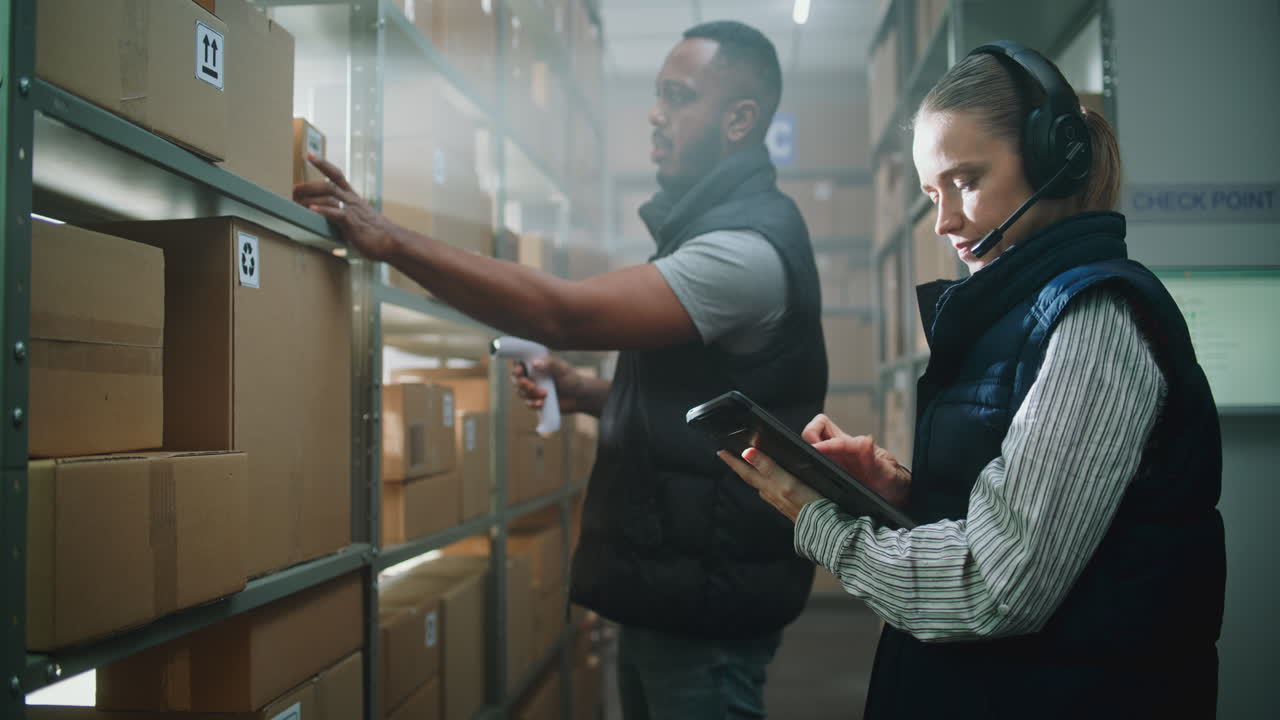 Warehouse Workers Scanning Inventory