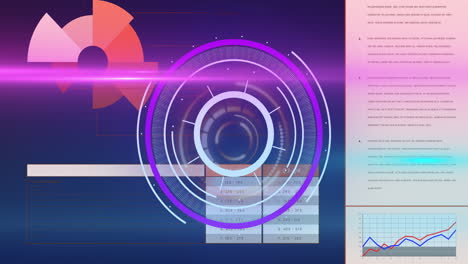 animation of processing circle on scientific graph and data