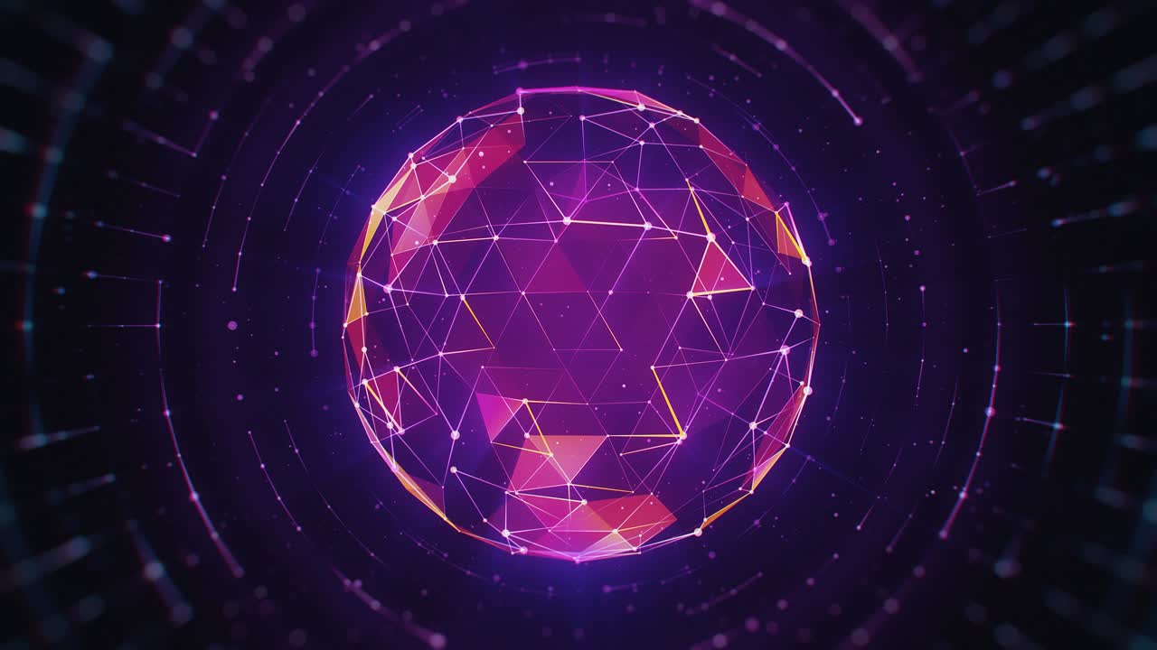 Hi-Tech Multicolored Polygonal Sphere on Dark Background