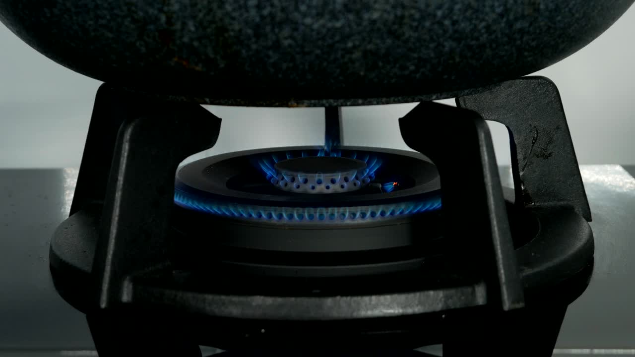 부 가스 스토브에서 가까운 가스 불.