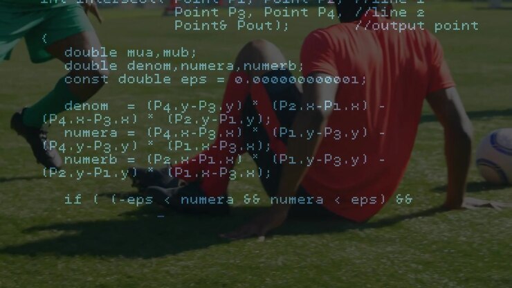 Data processing against low section of male soccer players playing football