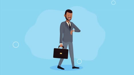 businessman walking with portfolio character