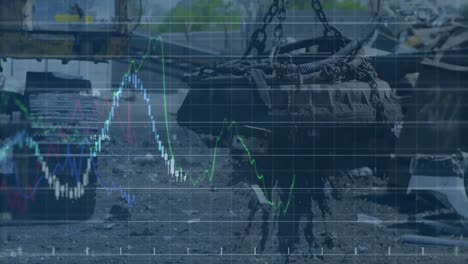 Animation-of-financial-data-processing-over-garbage-dump