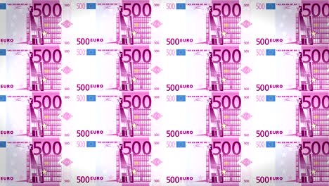 series of five hundred euros banknotes passing on screen, cash money, loop