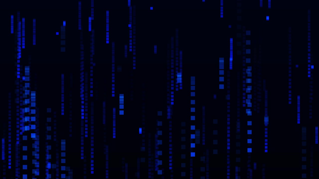 Abstract Digital Data Stream with Falling Blue Squares
