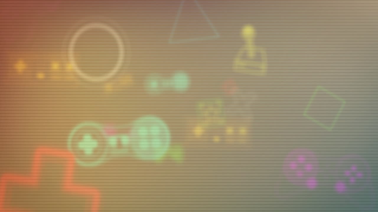 Animation of network of video game icons flickering