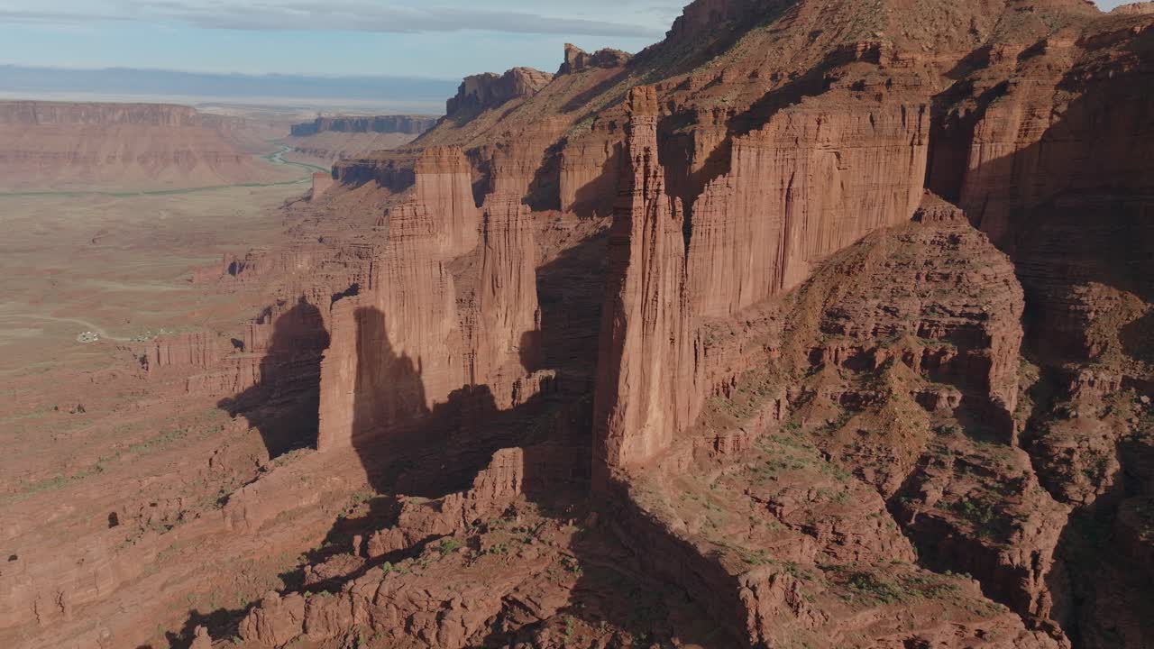 Scenic view of Moab's Fisher Towers with stunning red rock formations