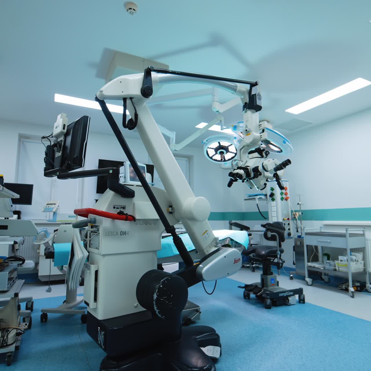 Surgery medical modern hospital room. Neurosurgical system