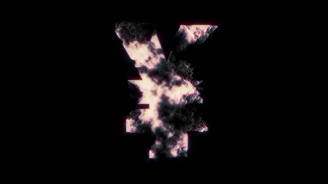 Animation of bitcoin hologram symbol spinning over black background