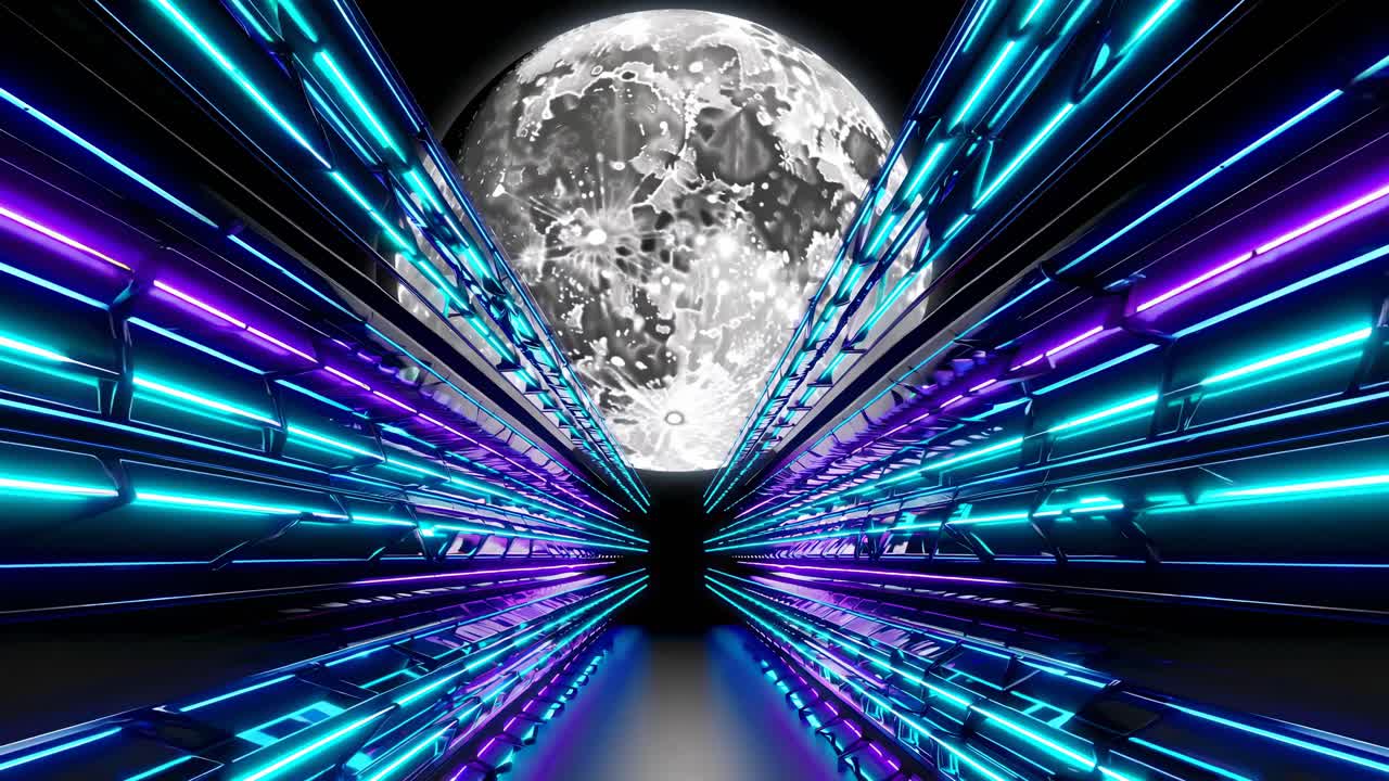 túnel de neón con luna