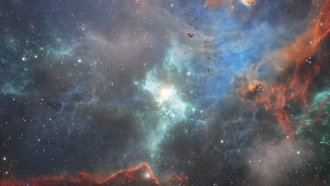 vuelo espacial a nebulosa y estrellas