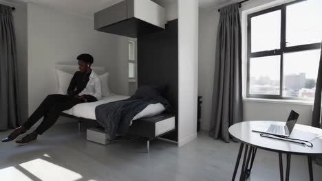 modern minimalist small apartment bedroom