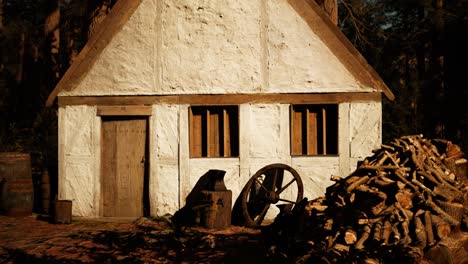 old wooden house in the autumn forest