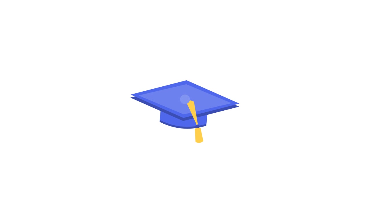 Tocco di laurea blu animato con nappa