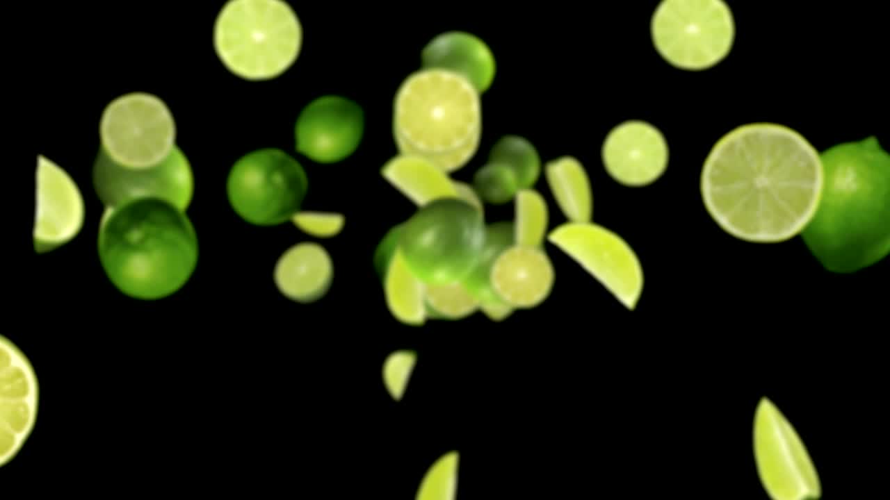 fondo de limas caídas, bucle, con canal alfa