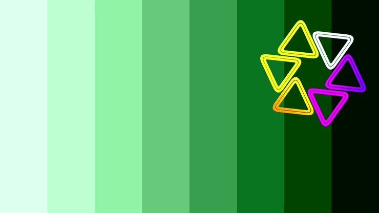 Graphic design that rotates on the right side from top to bottom changing color.