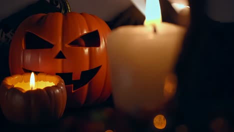 vela y calabaza de halloween