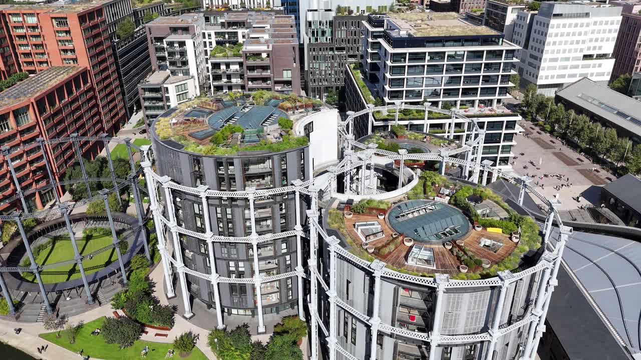 jardines en el techo gasholder park londres reyes cruzar drone, aéreo