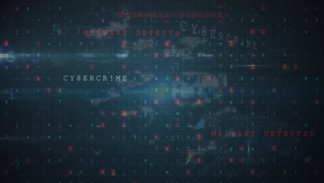 animation of icons and data processing on black background