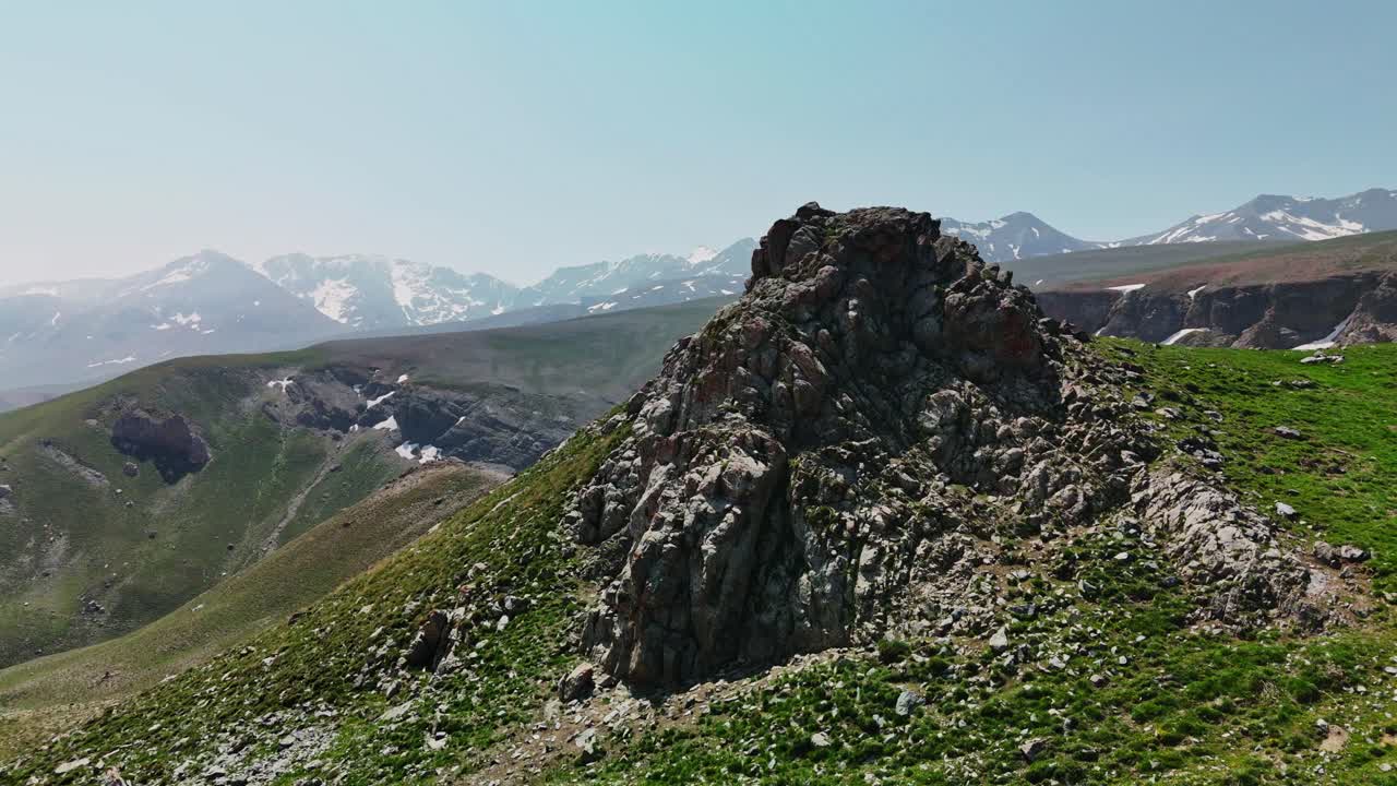 Scenic aerial view of Cappadocia's rocky landscape under clear skies