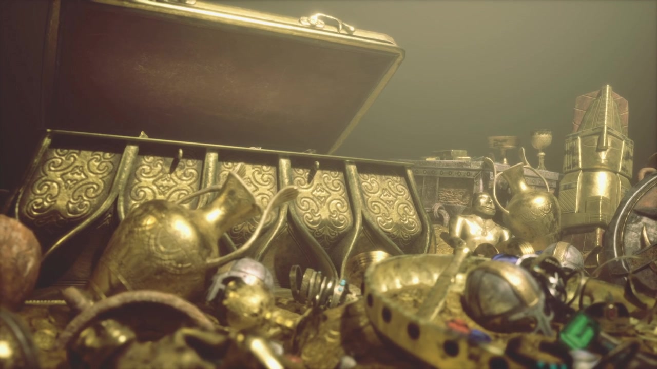 Lujoso cofre antiguo exhibiendo bellamente accesorios de joyería.