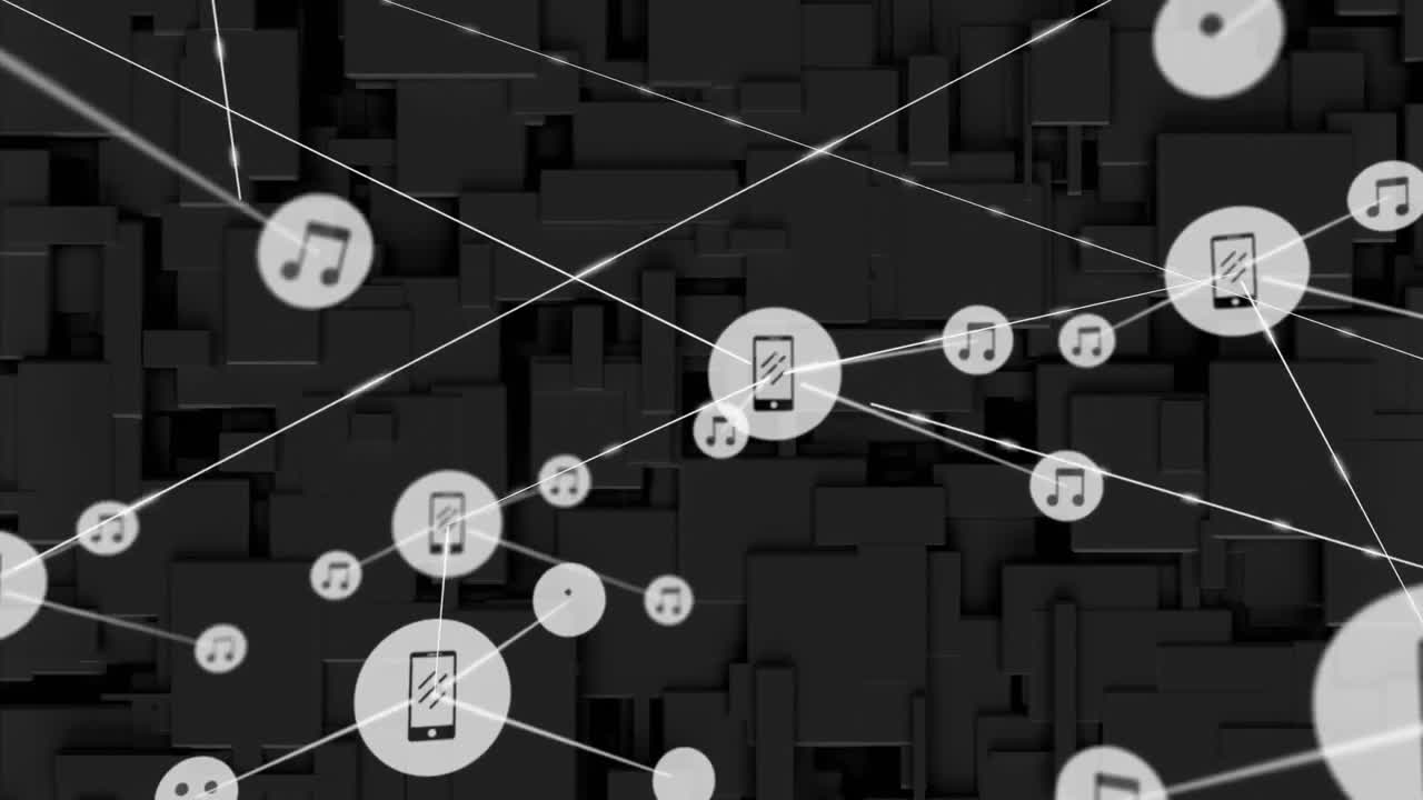 conectores que se mueven en un fondo negro digital