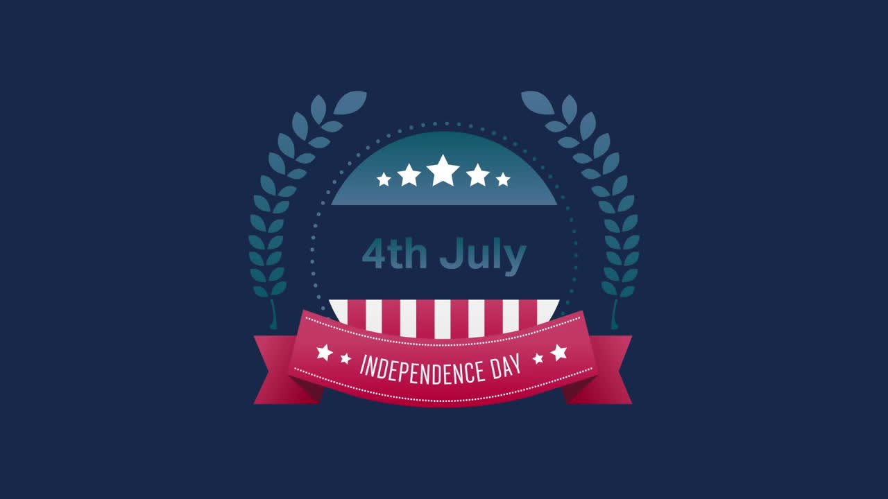 4th of July, Independence day text in banner and fireworks
