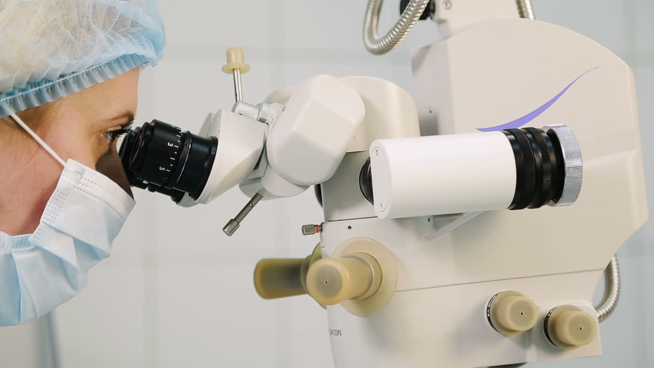 Patient in operating room. Ophthalmology operation room with equipment medicine concept