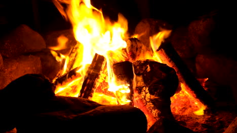 the perfect camp-fire with logs burning intensely